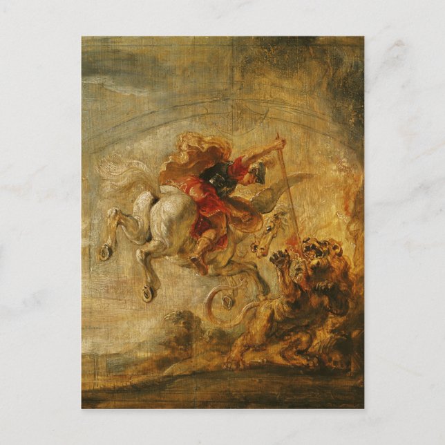 Bellerophon Riding Pegasus Fighting the Chimera Vykort (Framsida)