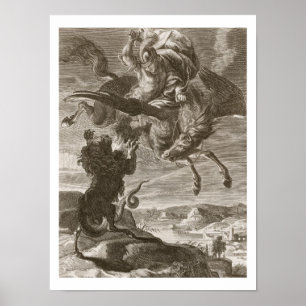Bellerophon slåss chimären, 1731 (gravyr) poster