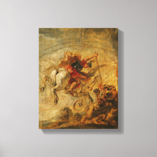 Bellerophon som rider Pegasus som slåss chimären Canvastryck