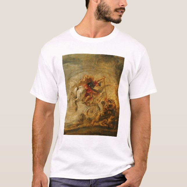 Bellerophon som rider Pegasus som slåss chimären Tee Shirt (Framsida)