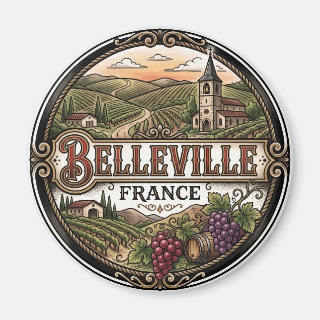 Belleville Frankrike Magnet (Framsidan)