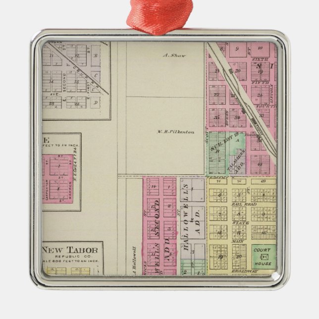 Belleville Talmage, Harbine, Elgo, Kansas Julgransprydnad Metall (Framsidan)