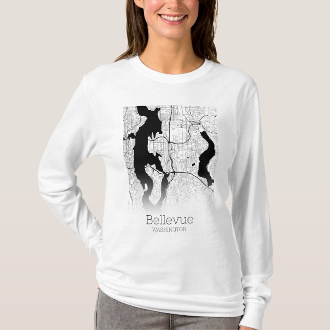 Bellevue City Karta T Shirt (Framsida)