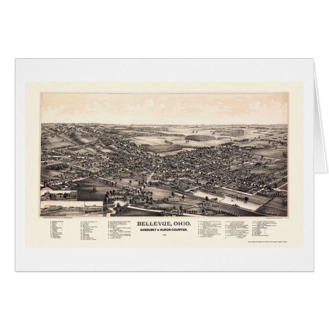 Bellevue panorama- karta för OH - 1888 Hälsningskort (Framsidan Horizontal)