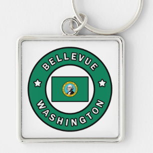Bellevue Washington Fyrkantig Silverfärgad Nyckelring