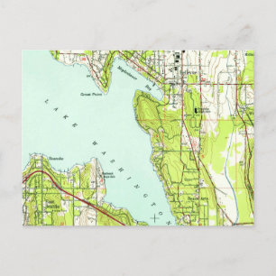 Bellevue Washington Vintage Karta Vykort