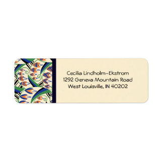 BELLFLOWER in original Art Deco färg Returadress Etikett