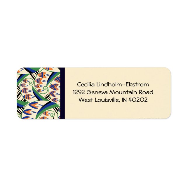 BELLFLOWER in original Art Deco färg Returadress Etikett (Framsidan)