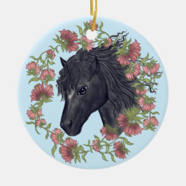 Bellflower Svart Häst Ornament