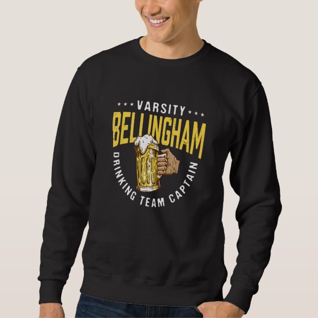 Bellingham Drinking Team kapten Beer Humor Lång Ärmad Tröja (Framsida)