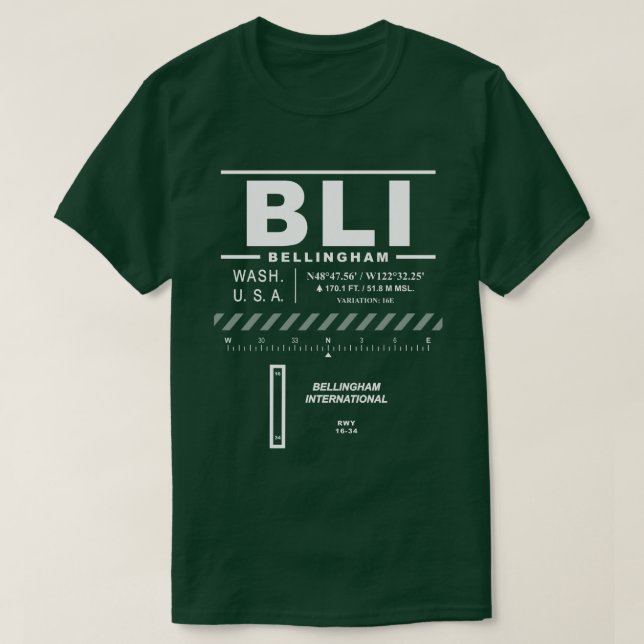 Bellingham Internationell flygplats BLI T-Shirt (Design framsida)