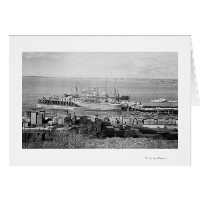 Bellingham, WA Docks View of Lumber Fraktass Hälsningskort (Framsidan Horizontal)