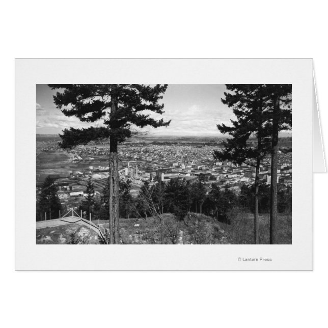 Bellingham, WA Town View från Sehome Backe Hälsningskort (Framsidan Horizontal)