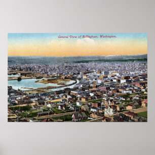 Bellingham Washington - antenn av staden Poster