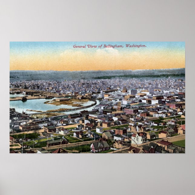 Bellingham, Washington - City Aerial Poster (Framsidan)
