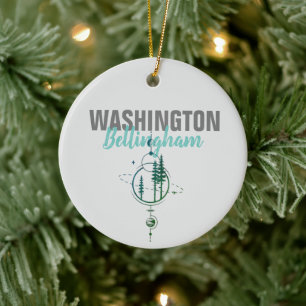 Bellingham Washington Geometric Träd Julgransprydnad Keramik