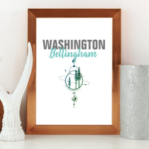 Bellingham Washington Geometric Träd Poster