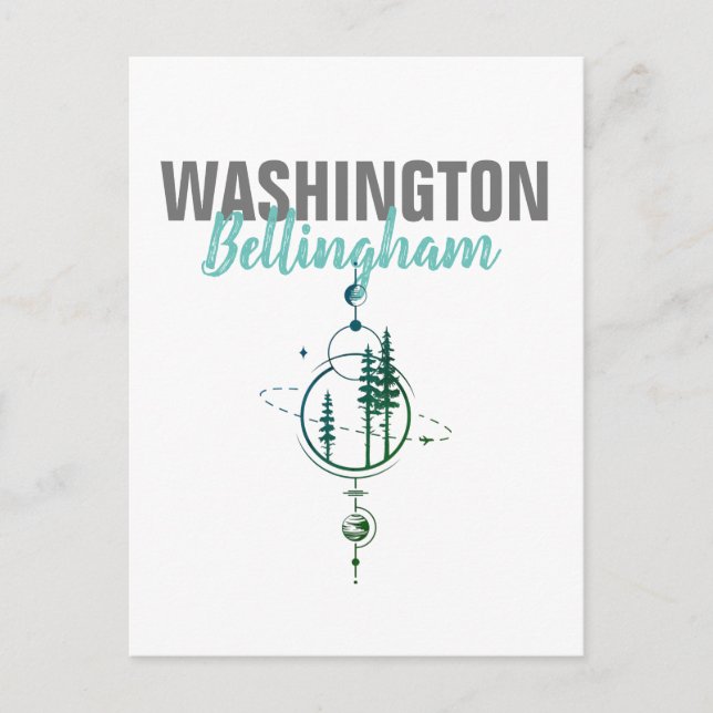 Bellingham Washington Geometric Träd Vykort (Framsida)