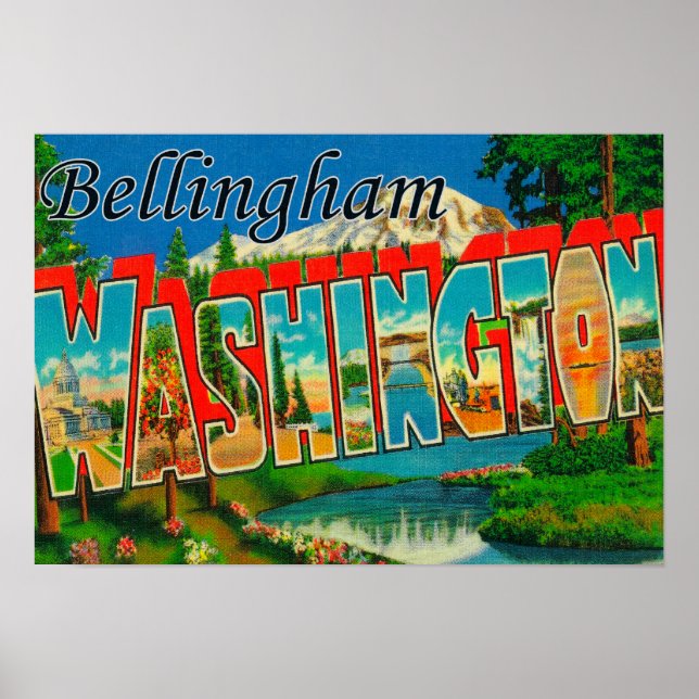 Bellingham, Washington - Large Brev Scenes Poster (Framsidan)