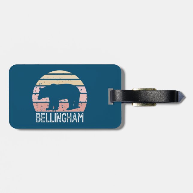 Bellingham Washington Retro Bear Bagagebricka (Baksida Vågrät)