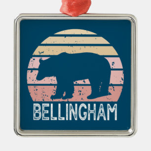 Bellingham Washington Retro Bear Julgransprydnad Metall