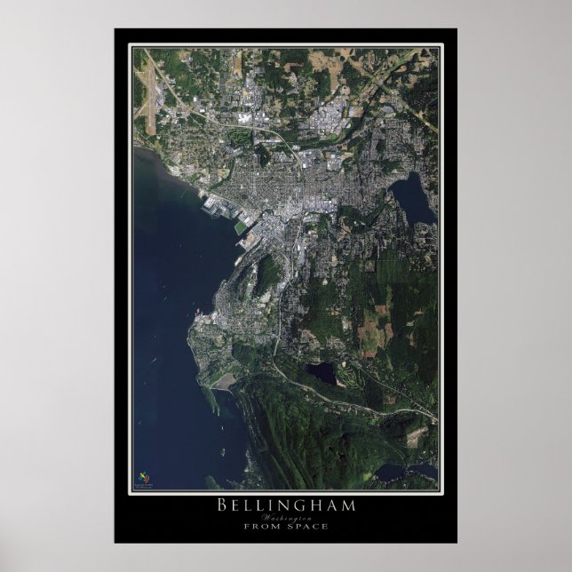 Bellingham Washington Satellite Poster Karta (Framsidan)