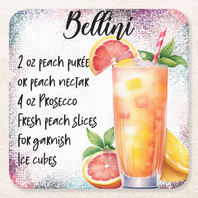 Bellini Underlägg Papper Kvadrat (Framsidan)