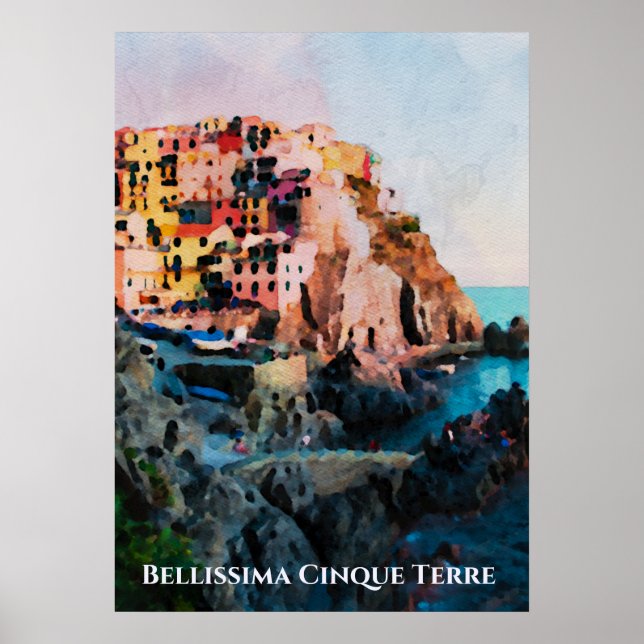 ** Bellissima italiensk Cinque Terre Art Poster (Framsidan)