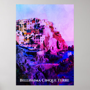 ** Bellissima + italienska språket Cinque Terre Poster