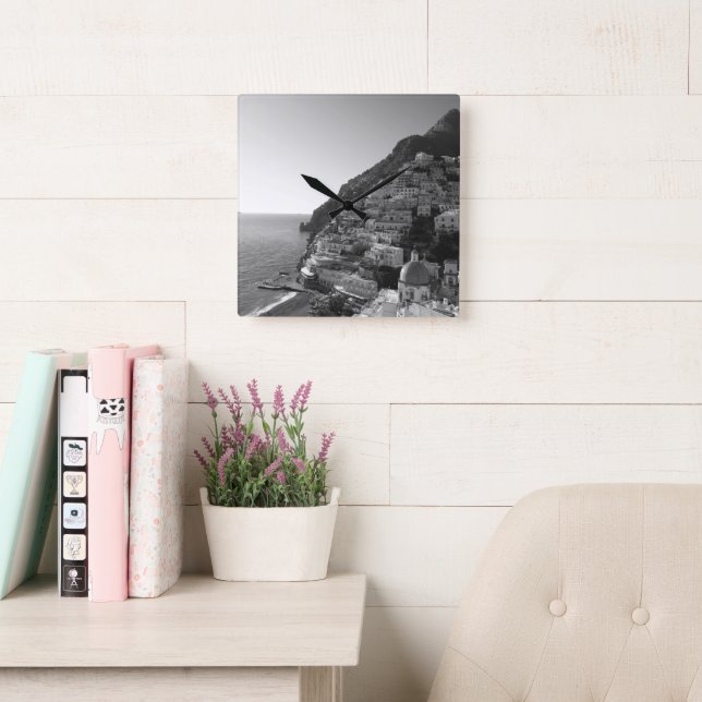 Bellissima Positano 1 - BW Fyrkantig Klocka (Läsesal)