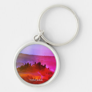 *~* Bellissima Toscana - Toskana Italienska språk Rund Silverfärgad Nyckelring