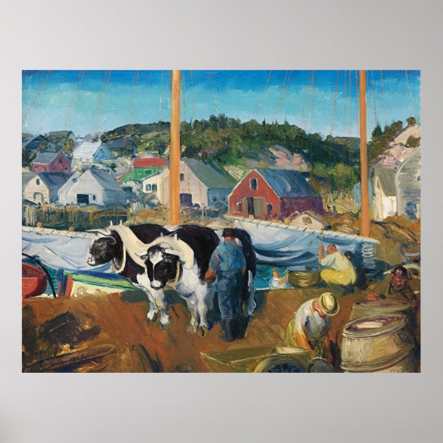 Bellows - Ox Team, Wharf på Matinicusm Poster (Framsidan)