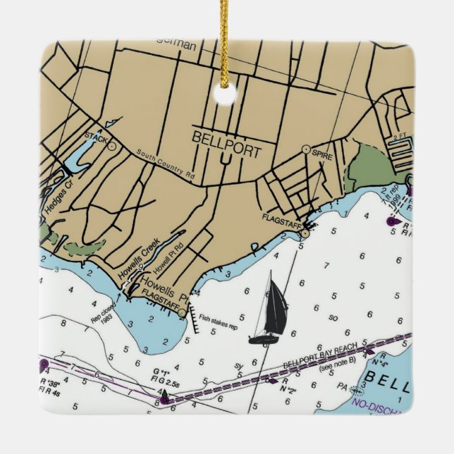 Bellport NY-diagram Julgransprydnad Keramik (Baksida)