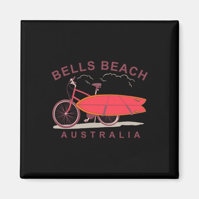 Bells Beach Australia Surfboard Bike Surfer  Magnet (Framsidan)