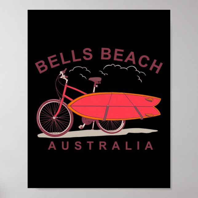 Bells Beach Australien Surfbräda Cykel Surfare  Poster (Framsidan)