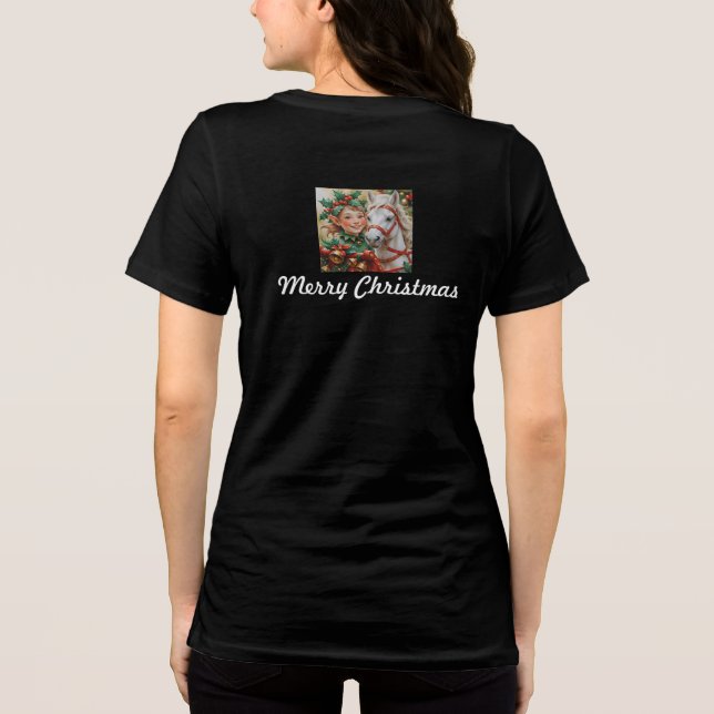 Bells Holly and Horse Christmas Elf T Shirt (Baksida)