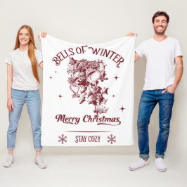Bells of Winter Vintage Christmas Fleecefilt