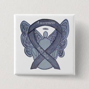 Bells Palsy Silver Awareness Ribbon Angel Art Pin Knapp