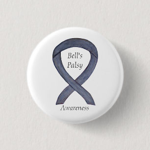 Bells Palsy Silver Awareness Ribbon Anpassningsbar Knapp