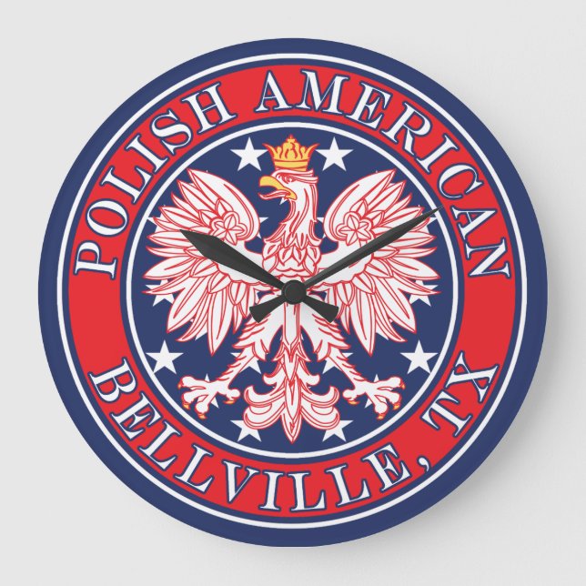 Bellville Texas polsk amerikansk Eagle Stor Klocka (Framsida)