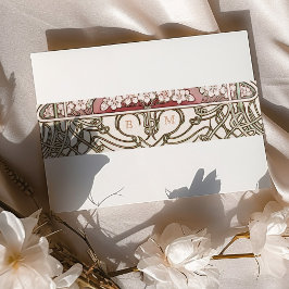 Belly Band Art nouveau Mucha Monogram Initialer För Inbjudningskort