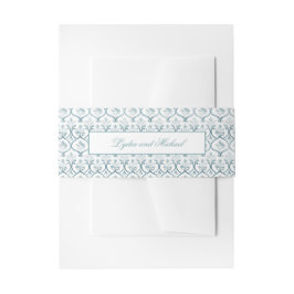 Belly Band, inbjudan till Teal and White Arabesque Band För Inbjudningskort