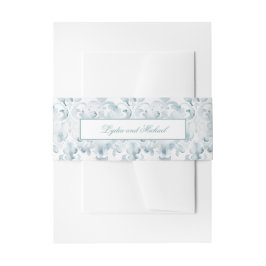 Belly Band - inbjudan till Teal and White Damask För Inbjudningskort