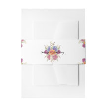 Belly Band med Watercolor Blommigt bröllopsinbjudn