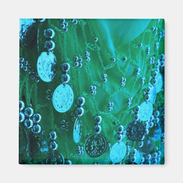 Belly dance-höftscarf med mynt bindi klockor magnet (Framsidan)