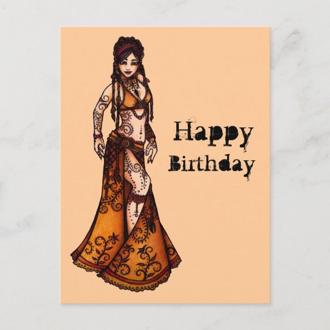 Belly Dancer Birthday Cards Vykort (Framsida)