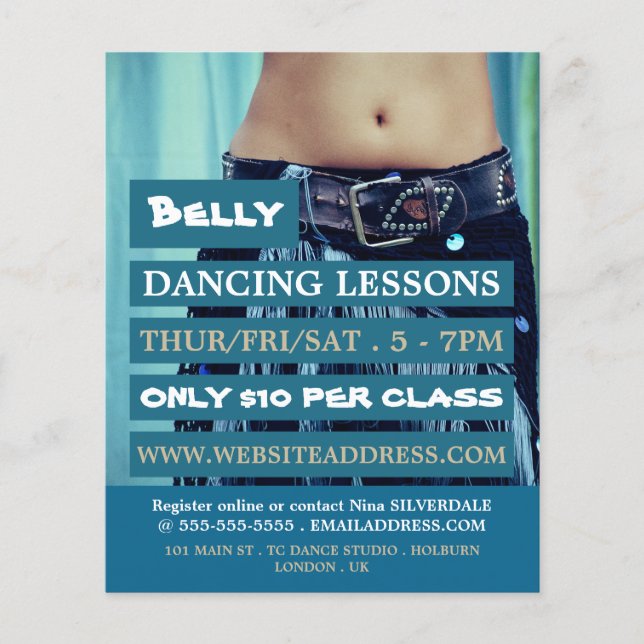Belly Dancer, Dance Lesson Advertising Flyer (Framsidan)