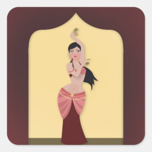 Belly Dancer Mitten Östra dancer Fyrkantigt Klistermärke