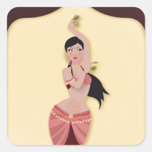 Belly Dancer Mitten Östra dancer Fyrkantigt Klistermärke