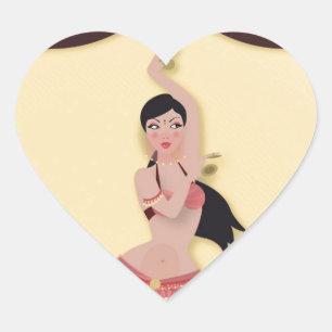 Belly Dancer Mitten Östra dancer Hjärtformat Klistermärke